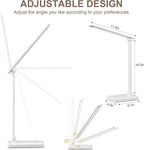 LED Desk Lamp with USB Charging Port Whole White for Home Office Essentials Table Lamp with Eye-Caring 4 Color Temperature Touch Control Stepless Dimming Desk Light for College Dorm