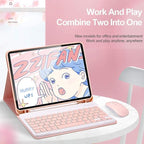 AnMengXinLing Lovely Keyboard Case for iPad 9th/8th/7th Generation with Mouse,Case for iPad9 iPad8 iPad7 10.2 inch with Pencil Holder and Deatachable Keyboard Mouse, Pink
