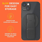 CLCKR for MagSafe Phone Grip for MagSafe Kickstand Compatible with Mag Safe Finger Loop, 3-in1 Phone Ring Holder Strap for Mag Safe iPhone 16/15/14/13/12 Series, Galaxy S25/S24/S23/S22, Pixel - Carbon