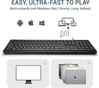 Computer Keyboard Wired, Plug Play USB Keyboard, Low Profile Chiclet Keys, Large Number Pad, Caps Indicators, Foldable Stands, Spill-Resistant, Anti-Wear Letters for PC Laptop (Black, 1-Pack)