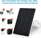 Solar Panel for Security Camera,5W USB Solar Panel for Cameras DC 5V,Camera Solar Panel Charger Micro USB & USB-C & DC,IP65 Waterproof USB Solar Panel Charger for Camera with 360°Adjustable Mounting