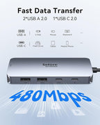 USB C Docking Station Dual Displayport Monitor, USB C Hub Displayport with 2 DP, HDMI, VGA, PD Charging, USB A&C 2.0 Ports Multi Monitors Adapter for Dell/HP/Lenovo, etc