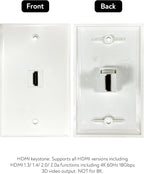 HDMI Wall Plate, 1 Port 4K HDMI Keystone Female to Female Wall Plate-White