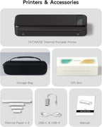 Portable Printers Wireless for Travel, Bluetooth Inkless Thermal Printer Support 8.5" X 11" US Letter, Mobile Printer for Phone Laptop, with Case and 4 Rolls Thermal Paper Kit, for Home Office Receipt