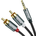 3.5mm to RCA Cable (6.6 Feet/2M),3.5 mm 1/8 to RCA 2-Male Headphone Jack Adapter HiFi Sound Splitter Auxiliary Cord for Smartphone,MP3 Players,Laptops,Tablet,Speaker