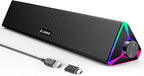 LENRUE Computer Speakers for Desktop,PC Speakers with Single USB for Power and Stereo Sound,Touch Lights Gaming Speakers Sound bar for Desktop PC Monitor Laptop(USB-C Adapter Included)