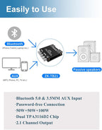 50W+50W+100W Amplifier Board with Treble and Bass Control, Bluetooth 5.0 HiFi 2.1 Channel Subwoofer Stereo Amplifier Board, Dual TPA3116D2 Chip BT and AUX Inputs for DIY Wireless Speakers (ZK-TB21)