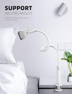 Lamicall Phone Holder, Gooseneck Mount, Compatible with 4-7'' Smartphones and Desktops, Adjustable Arm and Non-Slip Base, Easy to Install and Use