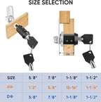 PTEROMY 12 Pack Cabinet Lock with Keys, 1-1/8'' Heavy Duty Tubular Cam Lock for RV Compartment Storage Locks, Full Set of RV Cam Locks (Black, 1-1/8'', 12 Pack)
