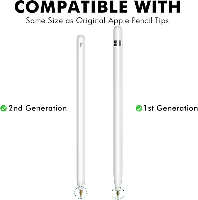 NIUTRENDZ 4 Pack Replacement Tips for Apple Pencil 2nd Generation and 1st Generation Fine Point Metal Tip, Wear-Resistant & Precise Control (Clear, Pink, Blue and Grey, 1.05mm + 1.95mm)