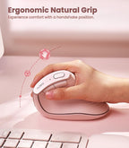 Nulea M510 Vertical Mouse Wireless, Ergonomic Mouse for Comfy Tracking, 3 Adjustable DPI (800-1200-1600), 2.4G Wireless Vertical Mouse with 6 Buttons, Compatible with Windows, Mac OS, Laptop, PC,Pink