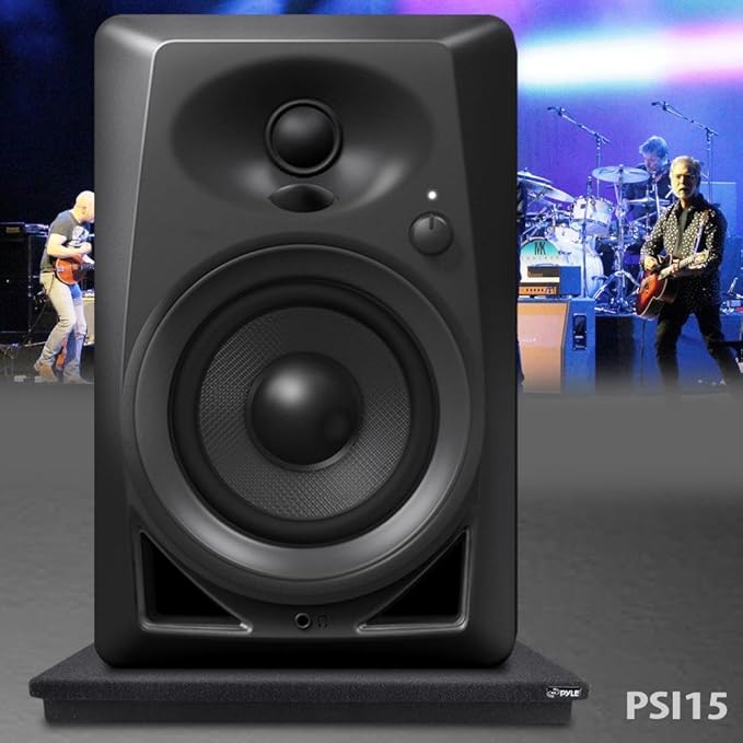 Pyle Sound Dampening Speaker Riser Foam - Audio Acoustic Noise Isolation Platform Pads Recoil Stabilizer w/ Rubber Base Pad For Studio Monitor, Subwoofer, Loud Speakers - PSI15 (15 x 15 x 1.8 Inch)