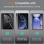 Galaxy Tab S9 FE+/ S9+ /S10+ 12.4 Inch Case with Keyboard, Detachable Bluetooth Keyboard with Pen Holder for Samsung Tab S10+ Plus/S9+ Plus/S9 FE+ Plus/S8+ Plus/S7FE/S7+ Plus 5G 12.4", Black