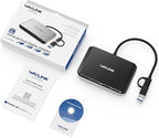 WAVLINK USB C and USB 3.0 to Dual 4K DisplayPort/HDMI Adapter, Displaylink Monitor Splitter Extended Display for Dual Monitor 4K@60Hz, HDMI/DP Splitter Compatible with Mac M1-M4,Window Laptop-Black
