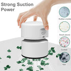ODISTAR Desktop Vacuum Cleaner,Mini Table dust Sweeper Energy Saving with auto Power-Off Function,High Endurance up to 400 mins,Cordless&360º Rotatable Design for Keyboard/Home/Office (White)