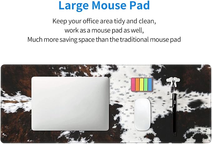 Mouse Pads Western Highland Cowhide Ranch Style Large Mouse Pad, Gaming Mousepad, Keyboard and Mouse Pad with Stitched Edges,PC Desk Mat for Game,Work,Office(31.5"*11.8")
