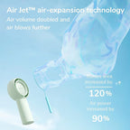 JISULIFE Portable Handheld Turbo Fan [16H Max Cooling Time], 4000mAh USB Rechargeable Personal Battery Operated Lash Small Pocket Fan with 5 Speeds for Travel/Outdoor/Vacation/Concerts - Green