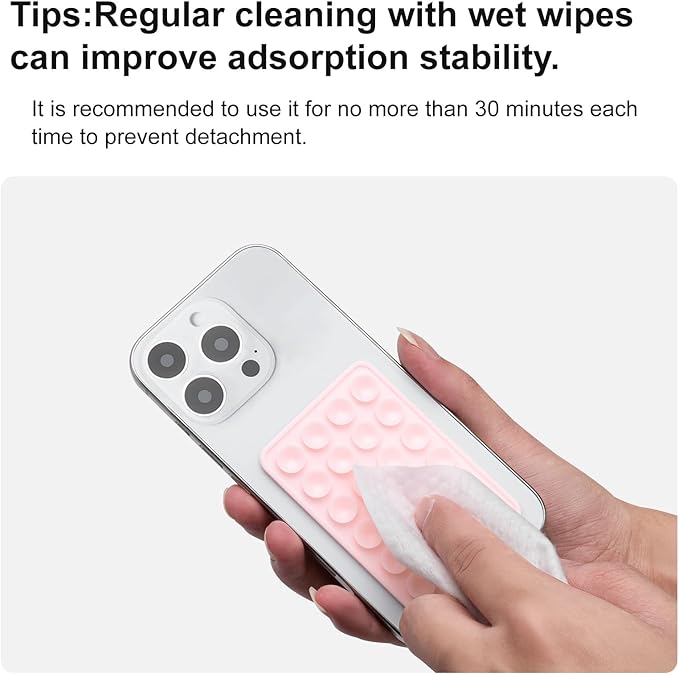 2PCS Silicone Suction Phone Case Mount, Non Slip Suction Cup, Hands-Free Phone Accessories Holder for Selfies and Videos, Silicone Adhesive Stand Sticky for Cell Phone Light Gray