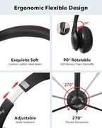 USB Headset with Mic for PC, On-Ear Computer Laptop Headphones with Noise Cancelling Microphone Control for Home Office Online Class Skype Zoom (3.5mm, Black)