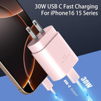 Phone 16 15 Pro Charger Fast Charging, 6.6FT Long USB C to C Charging Cable Cord with 30W Phone Fast Charger Block for Phone 16 15/16 15 Pro/16 15 Pro Max,Pro 12.9,Samsung Galaxy S24 Ultra,Pink