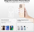 Patented Magnetic Sticky Phone Suction Grip Mount for MagSafe Case,Magnet Silicone Portable Stand Holder for iPhone 16/15/14/13/12 Series and Android, Hands-Free Selfies and Videos,Transparent