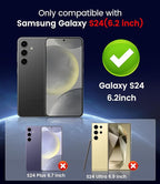 Magnetic for Samsung Galaxy S24 Case [Compatible with MagSafe][Built-in Camera Lens Protector] Slim Soft Silicone Bumper Shockproof Metallic Luster Phone Case (Black)