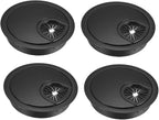 uxcell Cable Hole Cover, 2.4Inch/60mm Zinc Alloy Desk Wire Cord Cable Grommets Hole Cover for Office PC Desk Cable Cord Organizer, 4Pcs Black