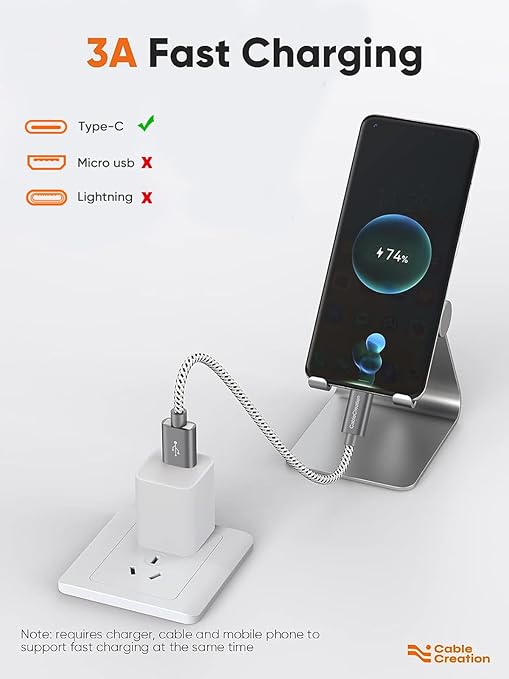 CableCreation USB A to USB C Short Cable 1FT 10Gbps, 3A Fast Charging, USB-C 3.1 Gen 2 for Carplay Android Auto, Type C Cord for iPhone 16 15 Pro SSD Galaxy MacBook Pixel iPad