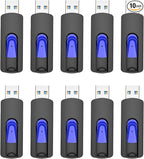 JUANWE 32GB Flash Drive 10 Pack 3.0 USB Thumb Drive Retractable Slide Memory Sticks for Computers Bulk USB Jump Drive Data Storage Pen Drive Blue