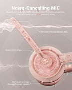 Wireless Headset with AI Noise Cancelling Microphone Bluetooth Headset - Bluetooth V5.2 Headphones with USB Dongle & Mic Mute for Computer/Laptop/PC/iPhone/Android/Cell Phones (Pink)