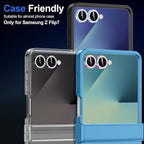 for Samsung Galaxy Z Flip 7 Camera Lens Protector, Individual Metal Ring Tempered Glass Lens Cover, [Strong Adsorption] Scratch Resistant Ultra-Thin HD Clear Lens Cover, 1 Set-Blue Diamond