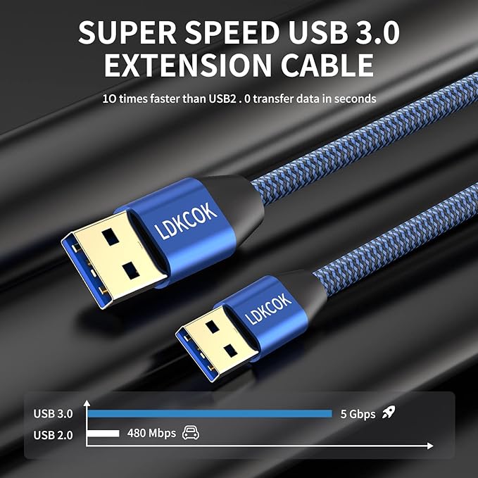 USB to USB Cable 15FT,Durable Braidedfor USB 3.0 Male to Male Type A to Type A Cable Data Transfer Compatible with Hard Drive, Laptop, DVD Player, TV, USB 3.0 Hub, Monitor, Camera, Set Up Box and More
