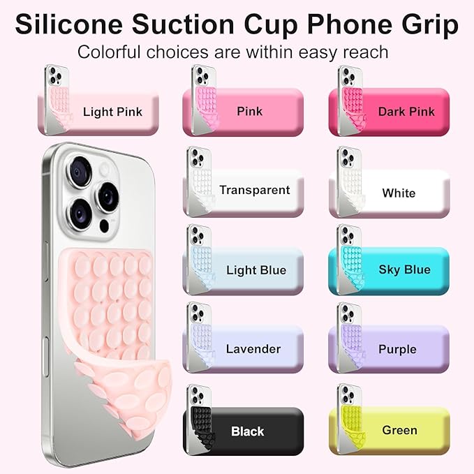 1 Pack Silicone Suction Cup Phone Case Mount Double Sided, Phone Accessories Hands-Free Strong Grip Holder for Selfies and Videos, Silicon Phone Stand Sticky for iPhone and Android Green