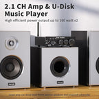Fosi Audio BL20C Bluetooth 5.0 Stereo Audio Receiver Amplifier 320 Watts 2.1 CH Mini Hi-Fi Class D TDA7498E Integrated Amp U-Disk Player for Home Passive Speakers Powered Subwoofer(with Power Supply)