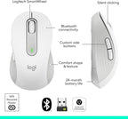 Logitech Wireless Mouse Signature M650 L Full Size - Large Hands, 2-Year Battery, Silent Clicks, Customizable Buttons, Bluetooth, PC/Mac/Chromebook - Off White, Right-Handed, Large