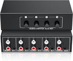 3.5mm Aux + RCA L/R Audio Switch Box 4 in 1 Out Bidirectional, BolAAzuL Stereo Audio Switcher Selector 4X1 Passive a/b Analog Audio Selector No Power Need