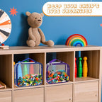 Sanwuta 6 Packs Toy Storage Bags, PVC Organizing Case Bags with Zipper, Waterproof Toy Container for Board Games, Building Blocks, Puzzles, Small Toys and Kids Books(Small,Bright Color)