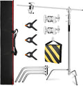 C Stand with Boom Arm Professional Heavy Duty Light Stand with 10.8ft Vertical Pole, C-Stand with 4.2ft Boom Arm, Adjustable Base for Studio Equipment