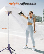 62" Phone Tripod & Selfie Stick, Tripod for iPhone with Remote, All-in-1 Cell Phone Stand, Portable, Extendable Stand for Selfies Video Recording Vlog, Compatible with iPhone Android (Purple)