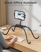 SAIJI iPad Stand, Adjustable Ergonomic Tablet Holder for Bed, Kindle Stand for Reading in Bed Fit for Tablet, Phone, Kindle, Portable Monitor, Switch and More 4.7"-17.3" Devices (Black)