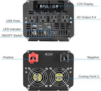 LVYUAN 4000 Watt Power Inverter 24V to 110V 120V for Vehicle, Solar Inverter System, Heavy Duty, RV, Truck, Off Grid,Camping with 4 AC Outlets, LCD Display, Wireless Remote Control, Car Power Inverter
