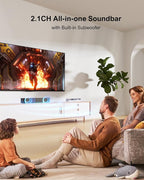 ULTIMEA 2.1ch Compact Sound Bar for TV, Built-in Subwoofer, APP Control, Peak Power 120W, All-in-one PC Sound bar for Game, 16 Inches Bluetooth 5.3 TV Sound Bar, Opt/AUX/Wall Mount, Solo B30 Pro