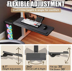 yeshine Under Desk Keyboard Tray Slide Out, Height Adjustable Computer Keyboard & Mouse Platform Tray, 360° Swivel & 30° Tilt Up and Down, Ergonomic Keyboard Tray Under Desk Slide, Black, 25"W x 9.8"D