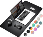 YSAGi Dual-Sided Desk Pad Protector, Waterproof Leather Desk Mat, Large Mouse Pad, Office Desk Pad Writing Pad (31.5" x 15.7", Black+Grey)