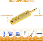 4 Pack Headphone Jack Adapter - 3.5mm (1/8 inch) Male to 6.35mm (1/4 inch) Female and 6.35mm (1/4) to 3.5mm (1/8) Audio Adapter for Player, Headphone, Guitar Amplifier