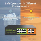 8 Ports Gigabit PoE+ Switch with 2 Uplink & 2 SFP Ports,1000Mbps PoE Ethernet Unmanaged Network Switch,120W, Plug & Play, Suitable for Access Point-AP and PoE Surveillance Camera