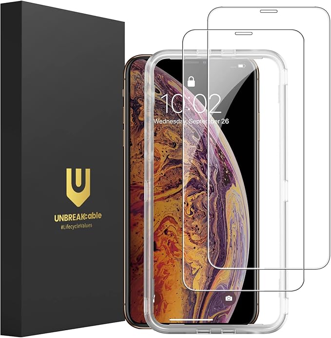 UNBREAKcable Screen Protector for iPhone XS Max and iPhone 11 Pro Max 2 Pack, 2.5D Tempered Glass for iPhone XS Max/11 Pro Max Anti-scratch, Anti-fingerprint, Bubble Free & Case-friendly