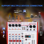 MW-6 6 Channel Professional DJ Audio Mixer, Portable Controller Mixer with DSP 99 Preset Effects for Live Streaming, Podcasting, Family Party (mw-6 white)