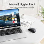TECKNET Rechargeable Jiggler Wireless Mouse (BT5.0/3.0 & 2.4G) 4800 DPI Silent USB A & Bluetooth Mouse 6 Buttons, Wide Compatibility - Grey