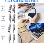 4 in 1 USB C Cable, 2Pack [Upgraded] Multi Fast Charging Cable, PD 65W 27W, 6FT+3FT, Round Braided, Compatible with iPhone/iPad/Samsung/MacBook